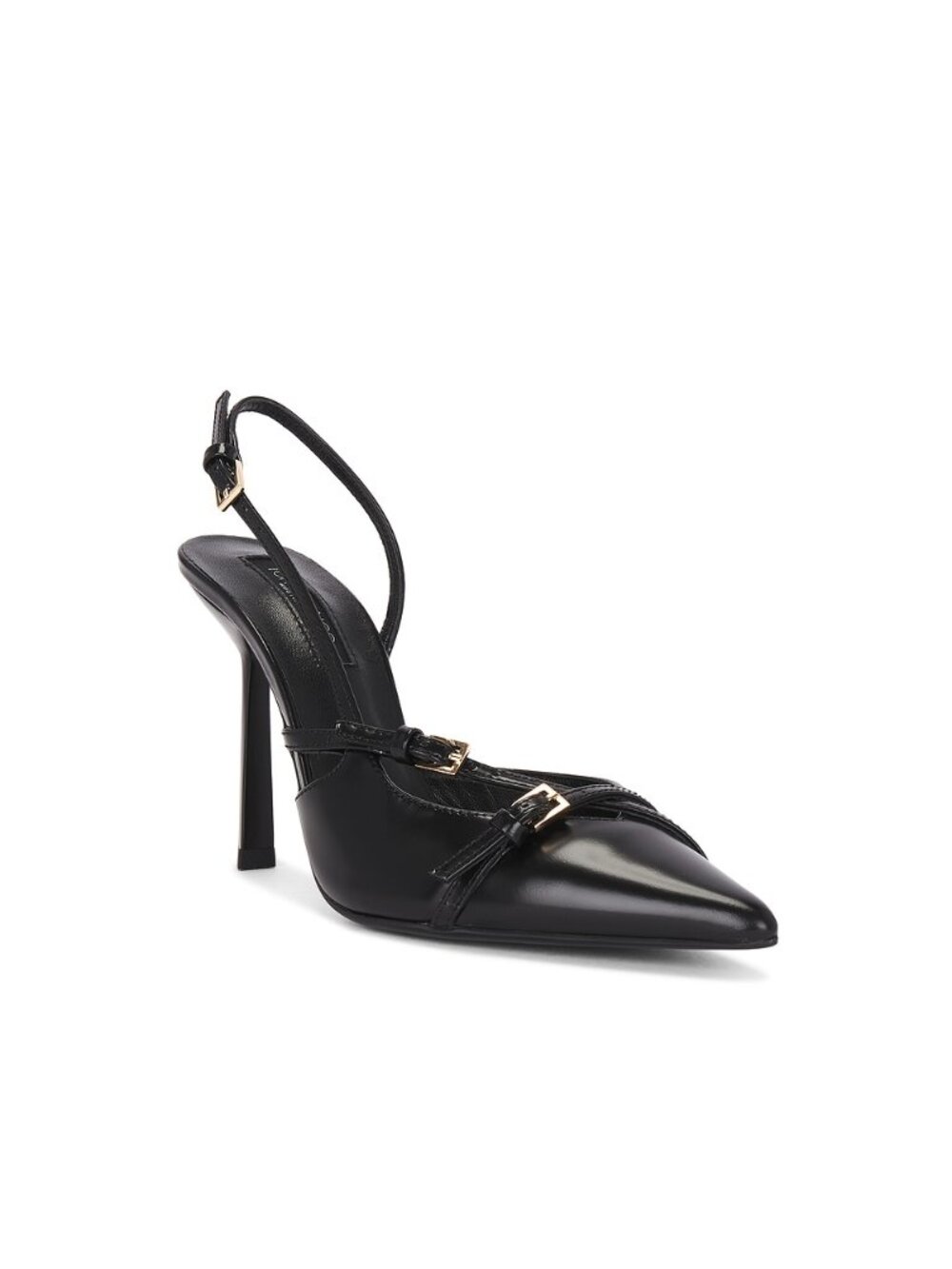 Tony Bianco Garda Sling Back in Black Hi Shine leather pointed toe high heel - Picture 2 of 10